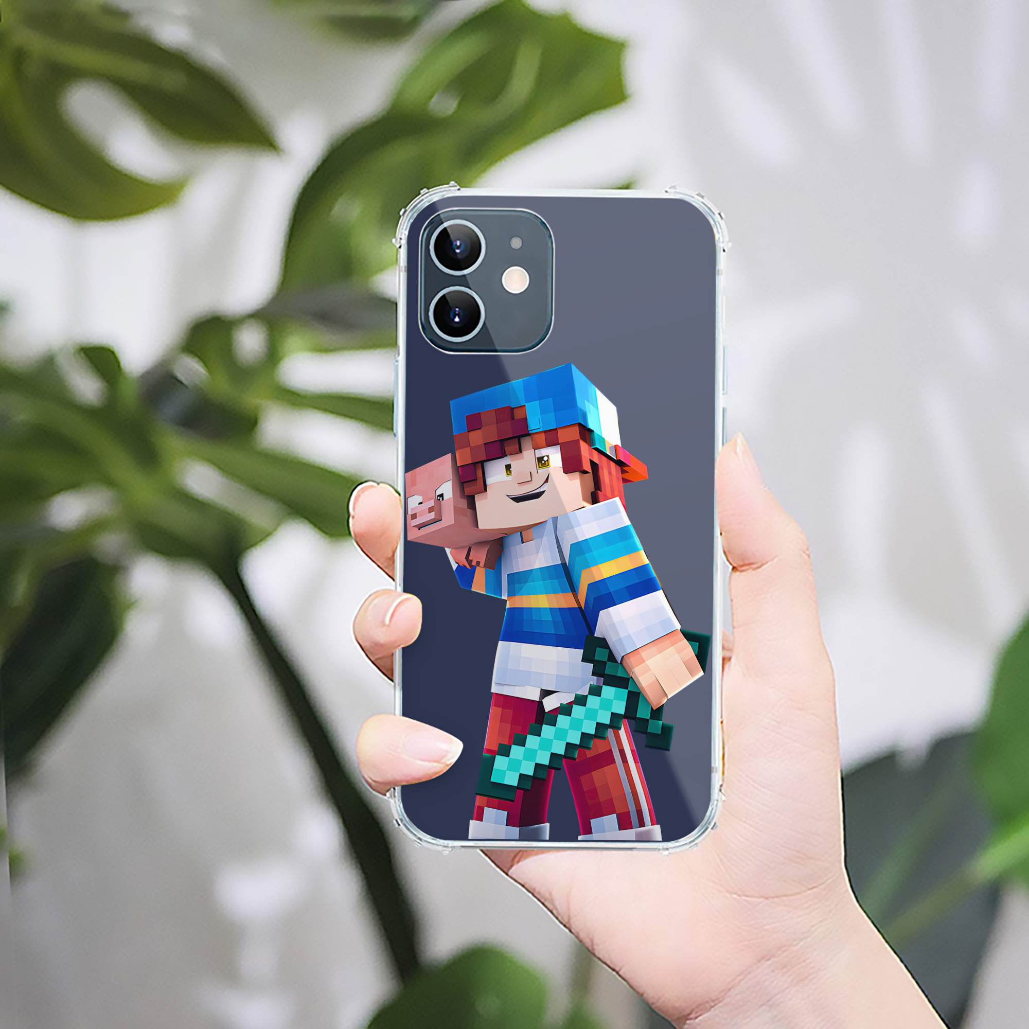 （画像用） マインクラフト ブロックの世界 Minecraft MC Block world 【iPhone 12シリーズ対応】透明スマホケース（クリアソフトケース）